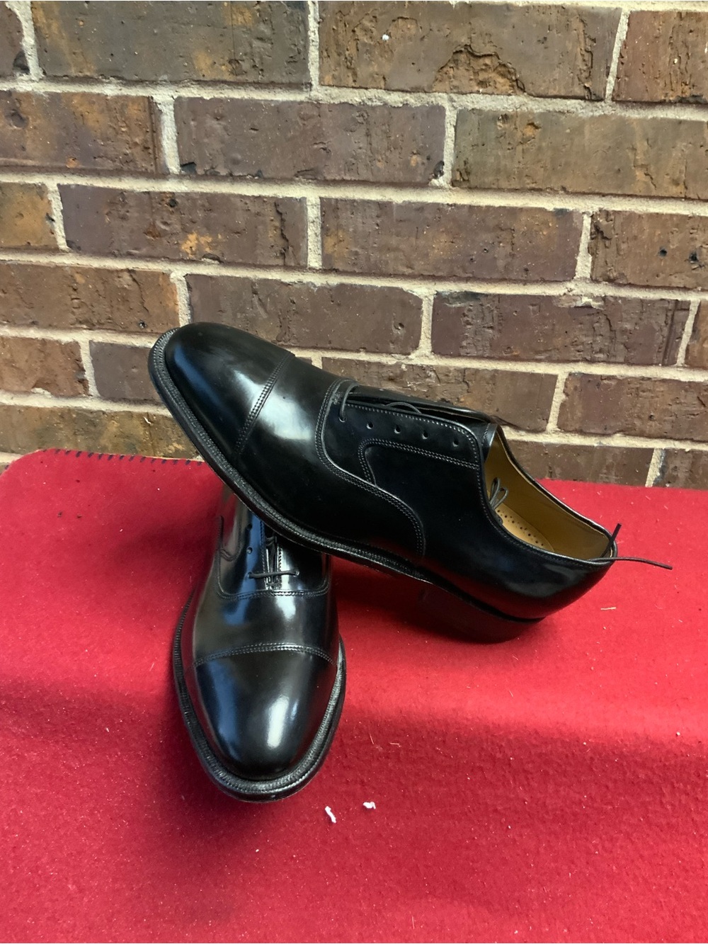 Johnston & Murphy Black Leather Cap-Toe Oxfords